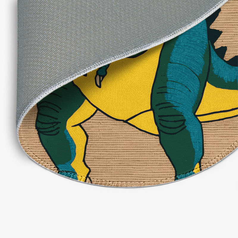 Dinosaurs Brown Indoor and Outdoor Area Rug, Rond 5 pi