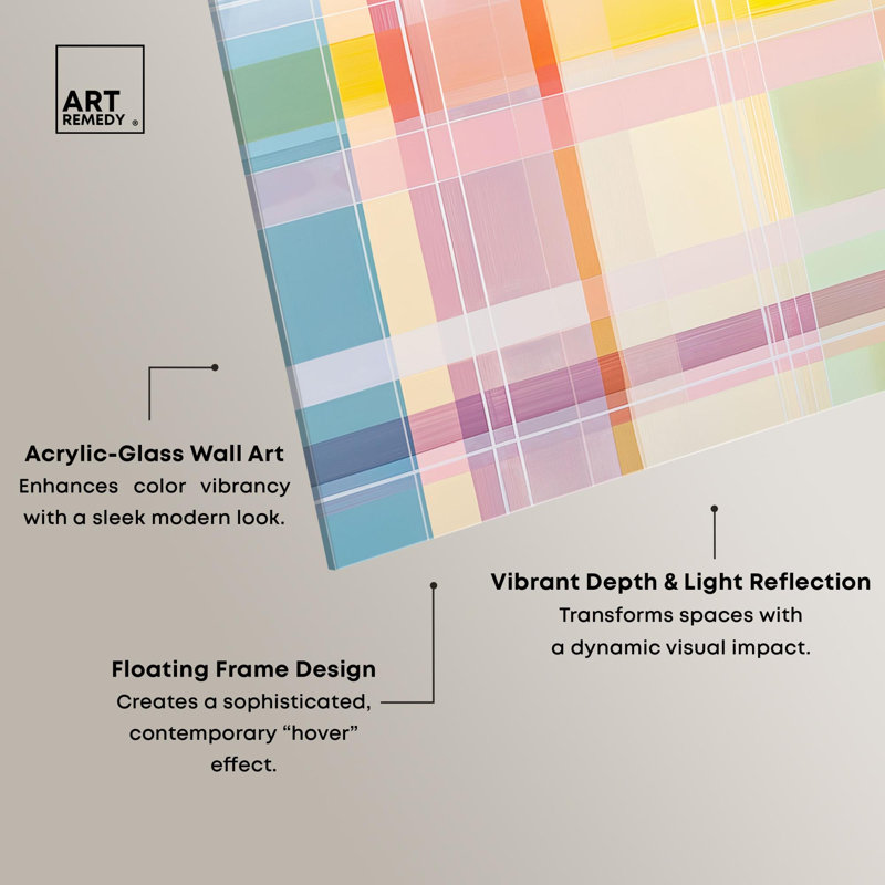 «Urban Plaid II», reproduction d'art abstrait par Art Remedy, H 40 po x l 40 po