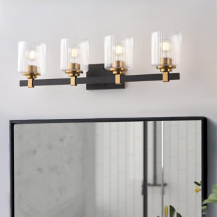 4-Light UL Listed Modern Vanity Lighting with Texture Glass Shade