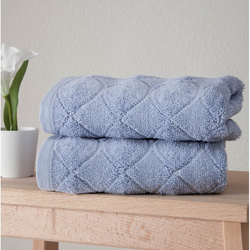 Ozgur 2 Piece Turkish Cotton Hand Towel Set, Blue