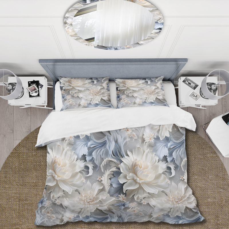 Literie éthérée de style victorien rococo Flourish XXIX, Housse de couette simple + 1 taie décorative stan