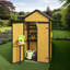 Weatherproof Wood Outdoor Storage Cabinet with Waterproof Roof, Lockable Doors & Foldable Table