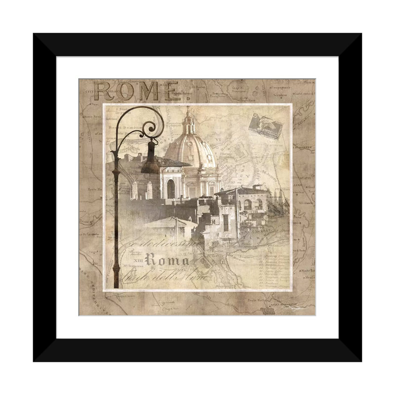 «When In Rome», reproduction d'impression sur toile, H 24 po x l 24 po x P 1 po, Papier avec cadre noir, Blanc