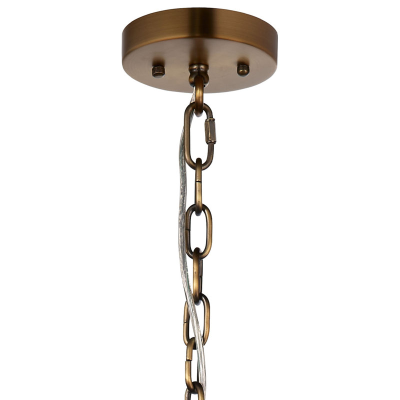 Scalloped 1-Light Pendant, Boucle Linen, Brown