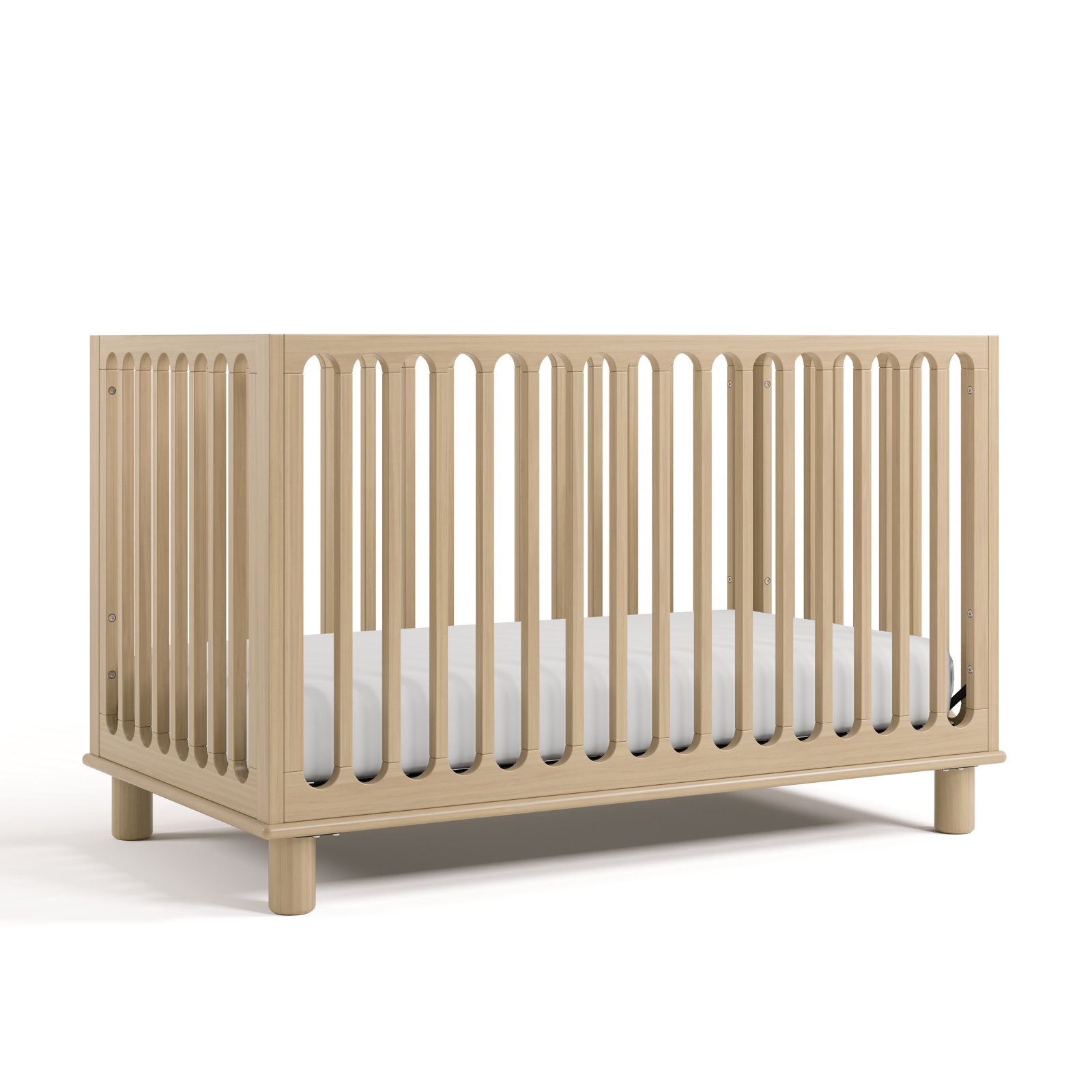 Sicily Deluxe 3-In-1 Convertible Crib With Bonus Toddler Guardrail, Driftwood, Crib + Mattress