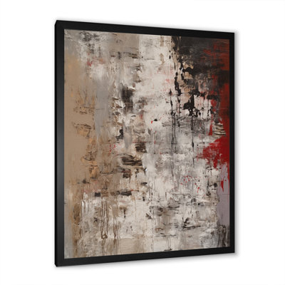 Fading Passion Abstract In Retro Beige And Red I - Abstract Painting Wall Art
