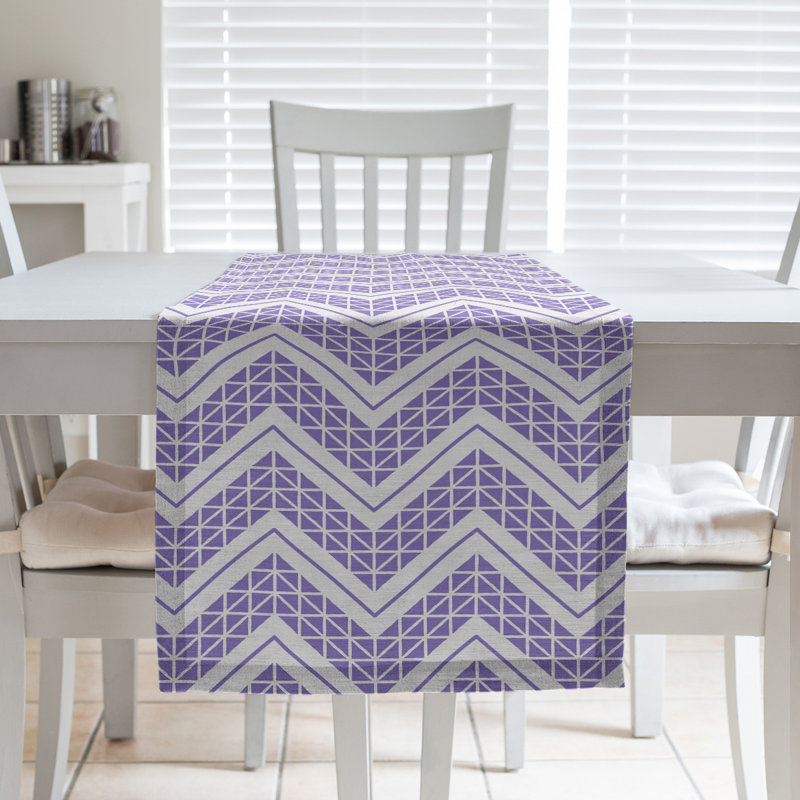 Stephenie Classic Hand Drawn Chevron Table Runner, 16" x 72", Iris Purple
