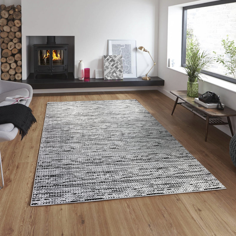 High-Low Preston Rug, Rectangle 12' x 15'2", Black/Gray