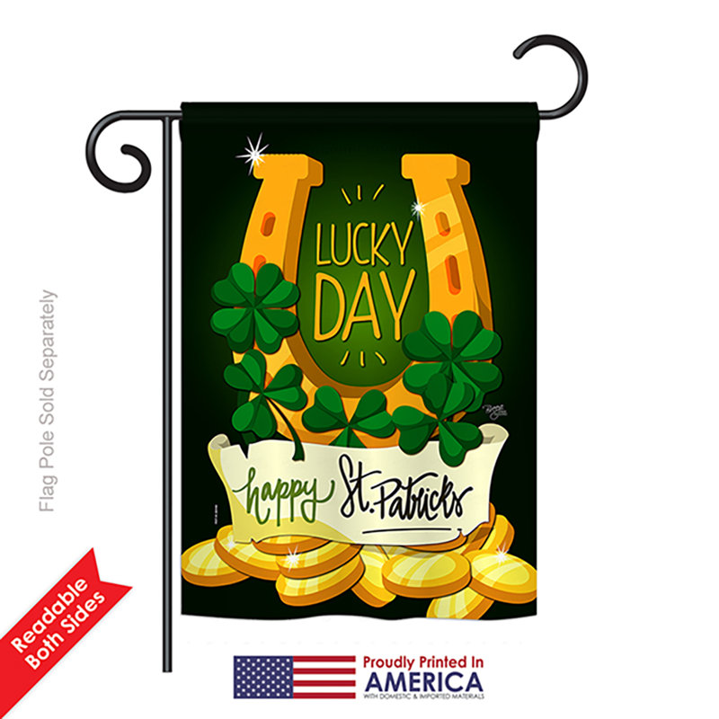 Polyester de 2 côtés en polyester 19 po, de la chance de la saint-valentin de st patrick drapeau de jardin, Polyester