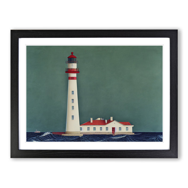 Impressive Lighthouse - Single Picture Frame Print, 34cm H x 46cm W x 2cm D, Black