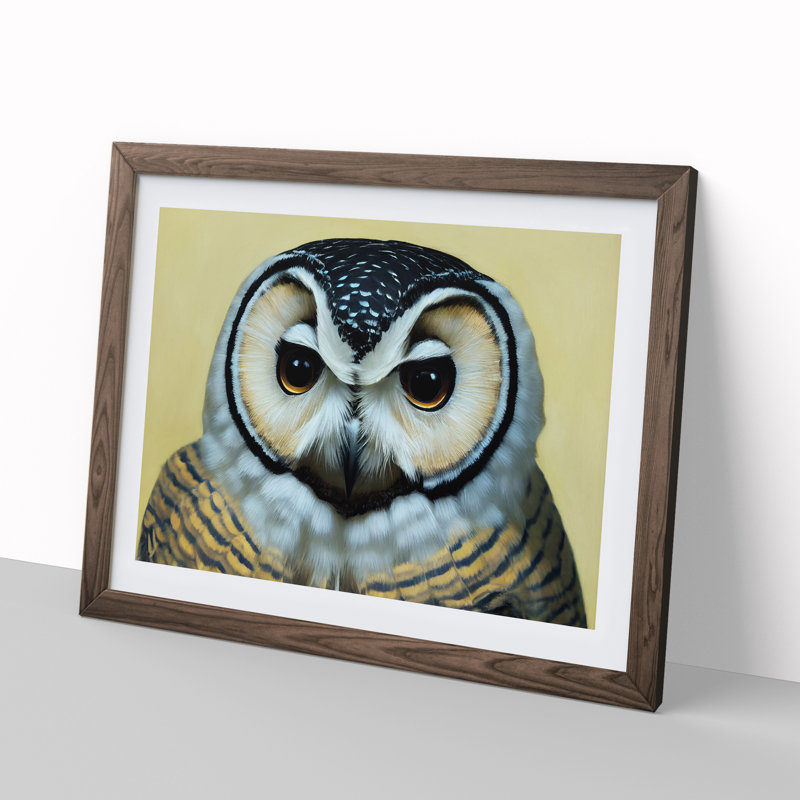 Otherworldly Owl - Single Picture Frame Print, 46cm H x 64cm W x 2cm D, Walnut