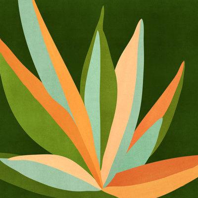 Colorful Agave Painted Cactus Machine-Made Painting Print 