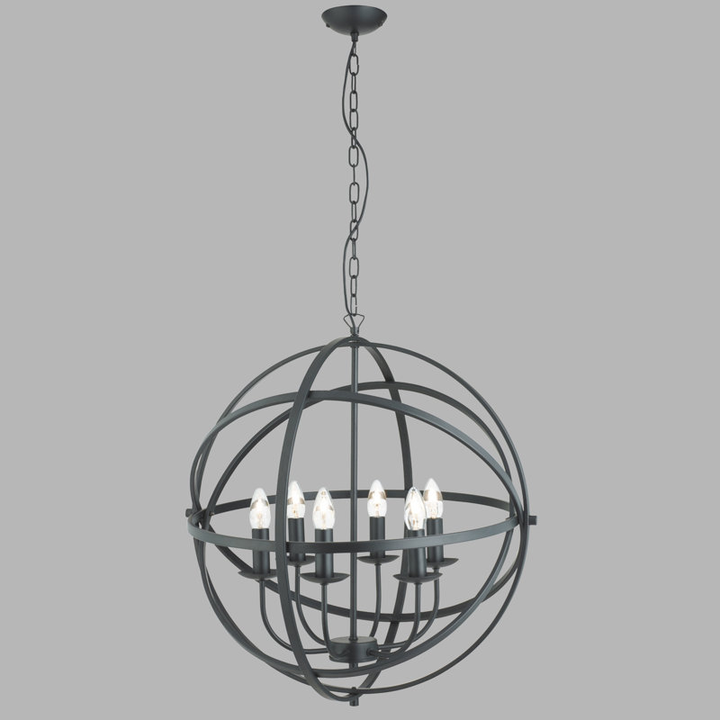 Kirsten 4-Light Chandelier, 6, 60cm W, Black