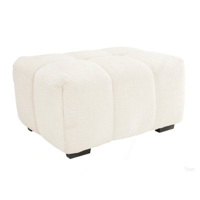 33 White Sofas White Chenille - Armless Seat And Ottoman