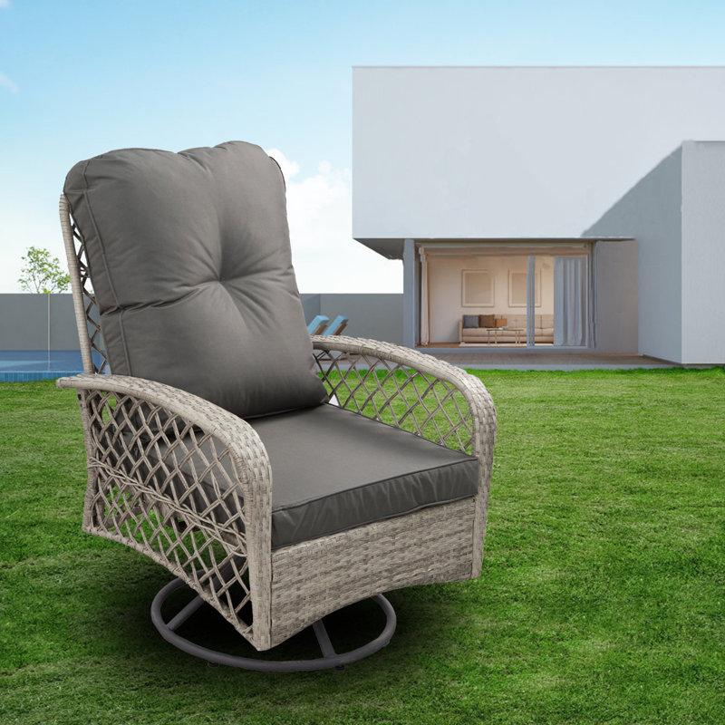 Halia Swivel Wicker Outdoor Lounge Chair, Light Grey