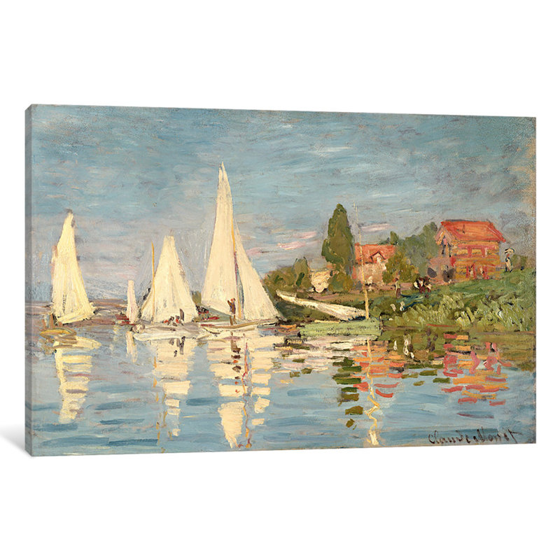«Regatta at Argenteuil, c.1872» par Claude Monet - Estampe numérique sur toile tendue avec châssis, H 12 po x l 18 po