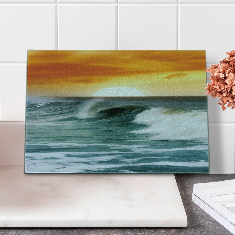 Multicolore planche à découper en verre trempé Ambesonne Seascape