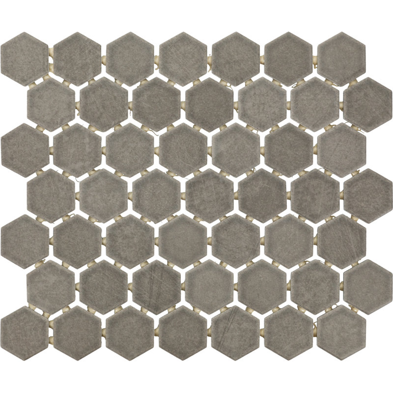 Itona 1-1/2" x 1-1/2" Ceramic Hexagon Mosaic (12 PC per Carton) (9.72 SQFT per Carton), Gray