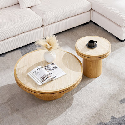 Table de bout ronde en bois aggloméré de 19,49 pouces en bois aggloméré pour le salon et la chambre à coucher
