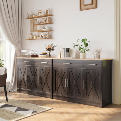 Buffet Modern Farmhouse avec rangement et 3 portes