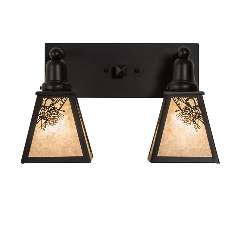 - Light Vanity Light, 10.5" H x 17" W x 8.5" D, Silver, Satin Black Wrought Iron