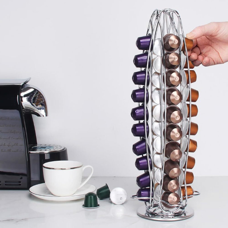 Stylish Silver Coffee Capsules Holder for 40 Pods Storage