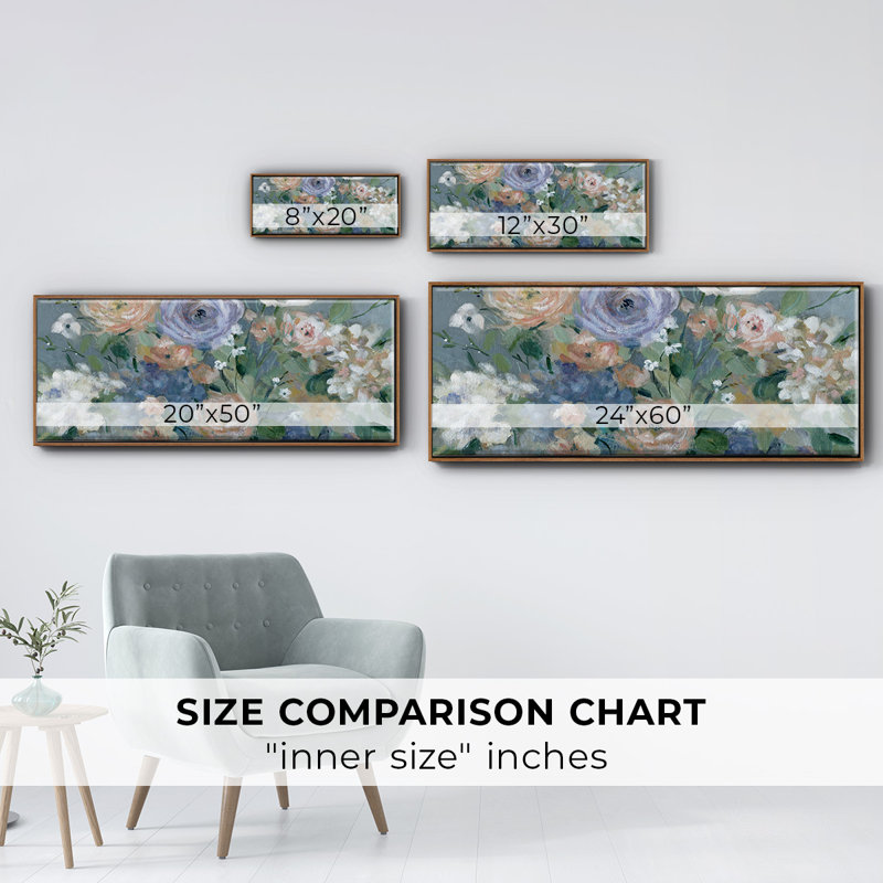 Garden Harmony- Framed Canvas, 24" H x 60" W