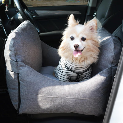 Washable Dog Car Seat with Detachable Cover, Storage Pockets, and Portable Booster -  ATCHISON, 9121