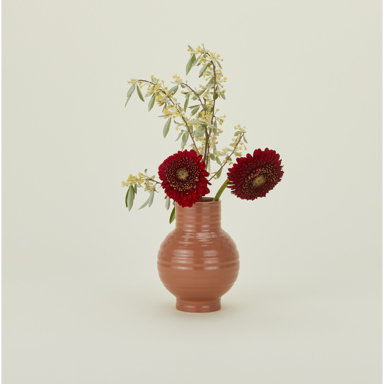 Essential Stoneware Table Vase, 6" H x 4.5" W x 4.5" D, Red