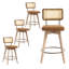 Tabouret de comptoir pivotant de style moderne Mid-Century de 26,2 po Anandi avec dossier en rotin de canne et structure en bois massif-132419951-134320079