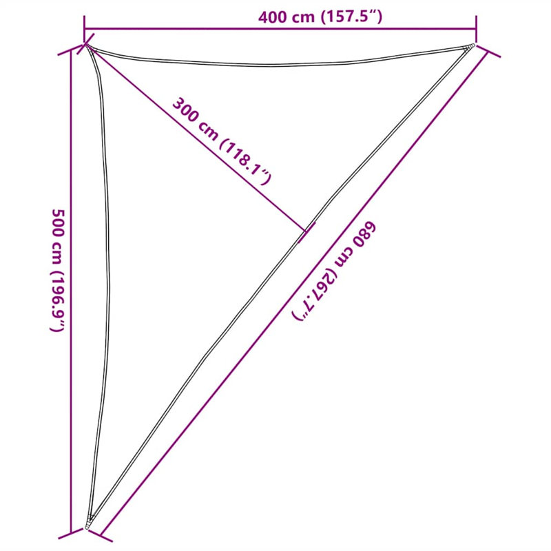 Arrya 5m x 6.8m x 4m Triangle Shade Sail