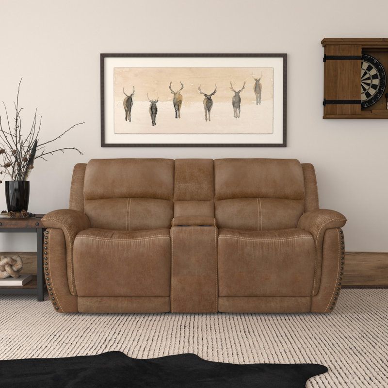 Bryce Power Reclining Loveseat with Console and Power Headrest, Tan