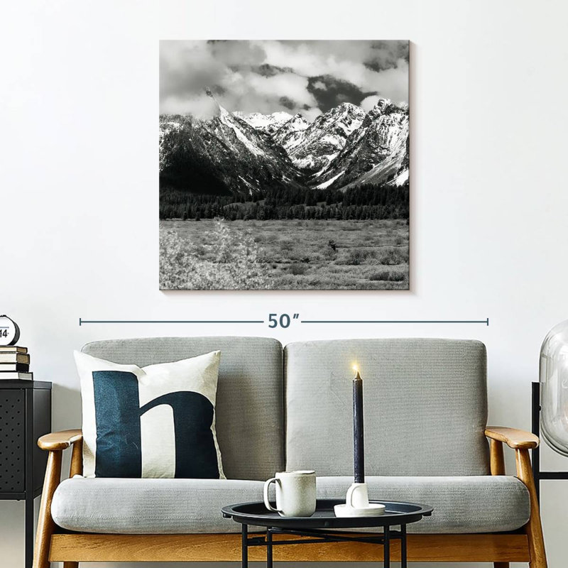 Alvord Snowy Teton Mountains BW, 30" H x 30" W