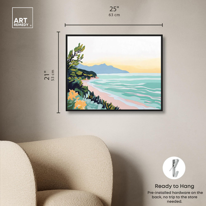 «Seeking Solace Trendy Coastal Art» par Art Remedy, H 25 po x l 21 po, Cadre flottant noir