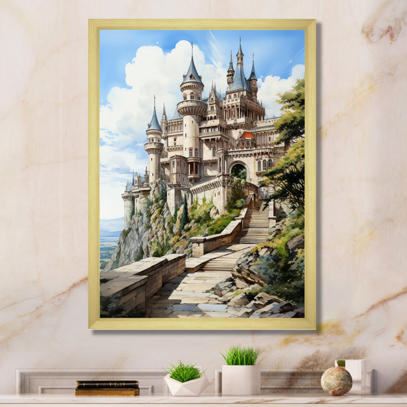 Décoration murale Forteresses majestueuses V - paysages urbains, Encadrement doré, H 40 po x l 30 po x P 1,5 po