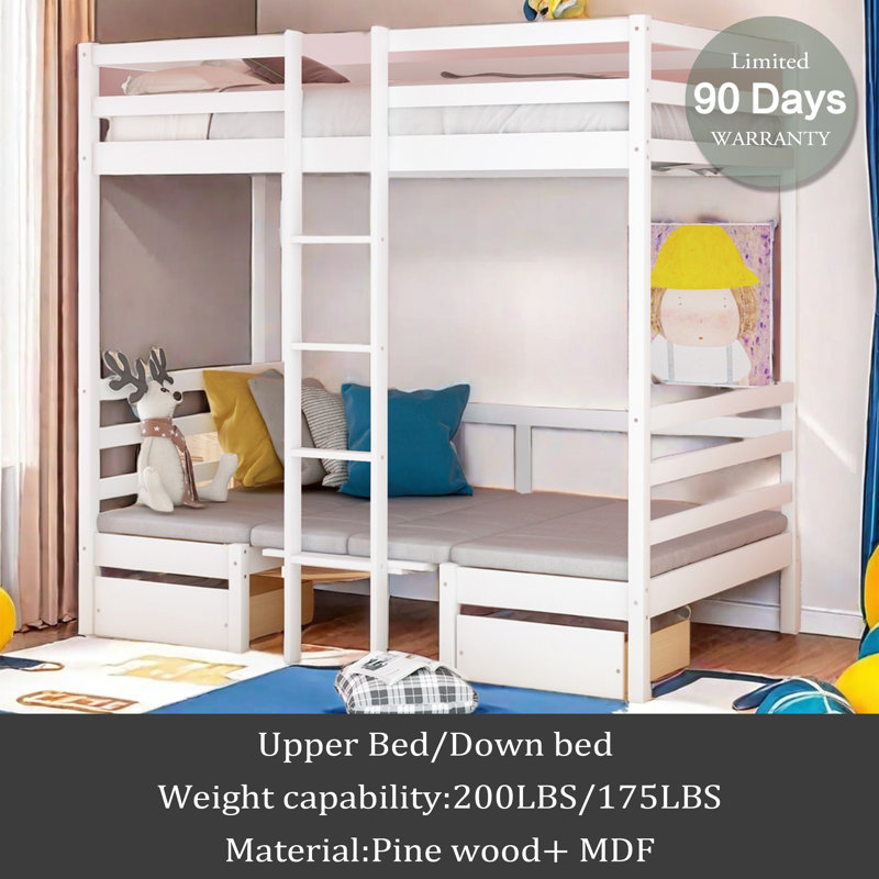 Lit mezzanine simple avec tiroirs Kaidynn Kids