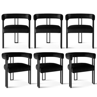 17" Seat Height Upholstered Velvet Kitchen Dining Chair (Set of 6)