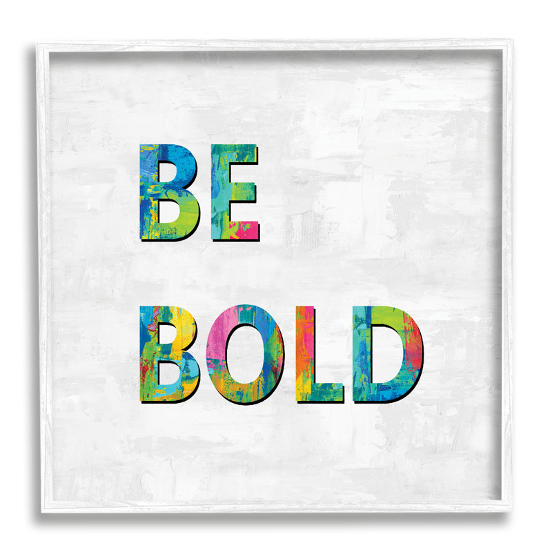 «Be Bold Sentiment Abstract Rainbow Blue Green», art textuel sur toile, H 12 po x l 12 po x P 1,5 po