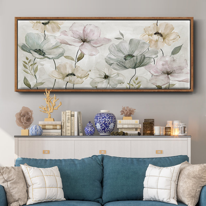 Garden Grays- Framed Canvas, 20" H x 50" W