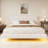 White  Boucle Floating Bed With Light-1747901701