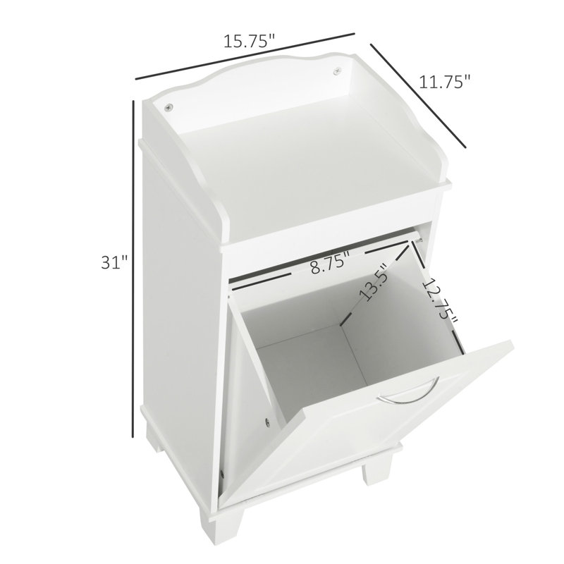 Bathroom Hamper Storage Cabinet, 31", White Tilt Out, , Added Storage, Maximize Unused Areas, Stable Construction 31" Out Laundry Organizer, Standing With Utilize Spaces Feature