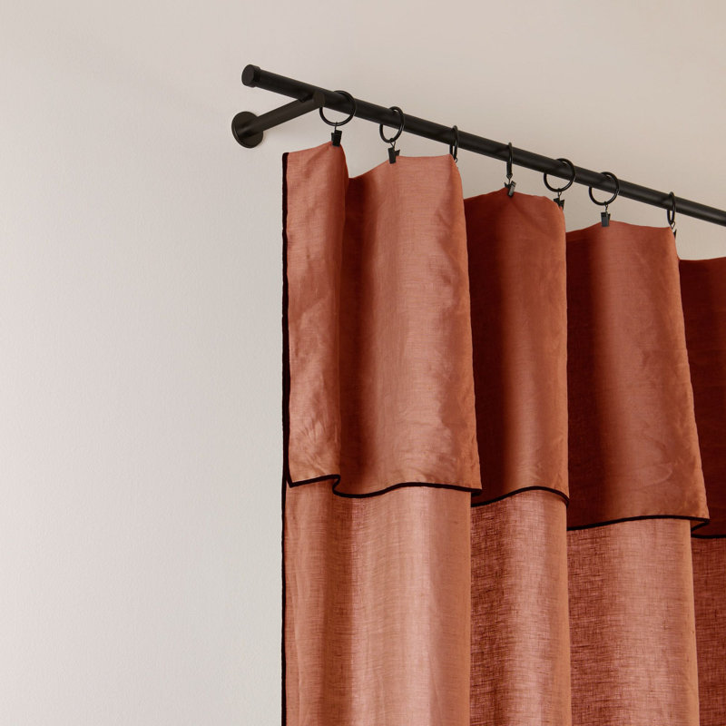 Carlina Linen Curtain Single Panel, Width 350 x Drop 280cm, Dark Red