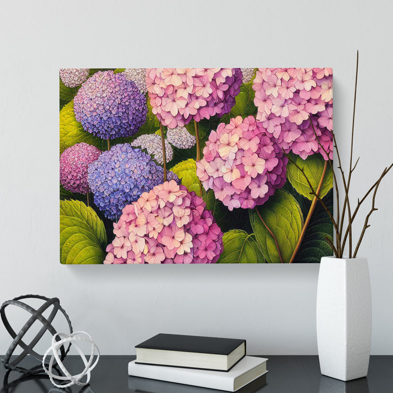 Hydrangea Flower Painting - Wrapped Canvas, 40cm H x 60cm W x 3cm D