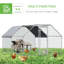 Chicken Run With Waterproof & , 9' X 12' 6.5', Accommodates 8-12 Chickens, Rabbits, Ducks, Galvanized Steel, Lockable Entrance Partition,