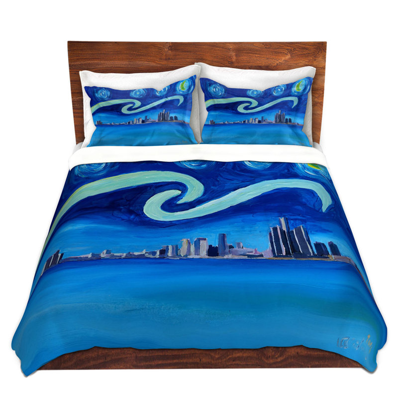 Ensemble de housse de couette starry night détroit, 1 housse + 2 taies très grand lit