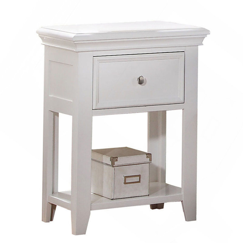 Table de chevet blanche avec tablette inférieure