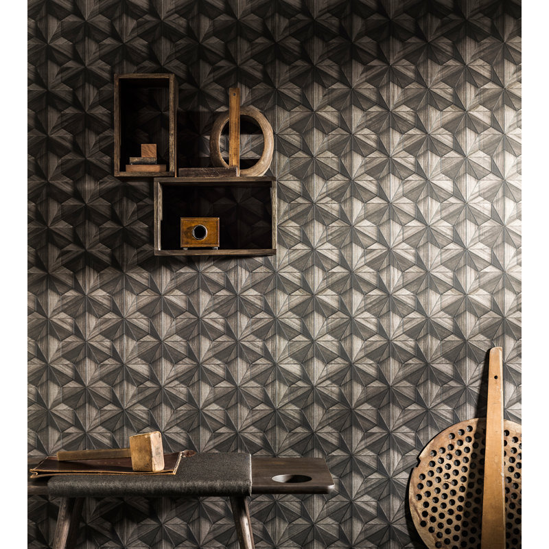 Terra Geometric Vinyl Wallpaper Roll, Dark Brown