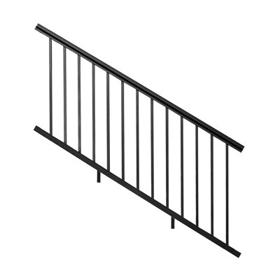Allure 8 ft. x 42 in. Black Aluminum Pre-Assembled Stair Railing Kit