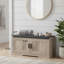 Banc de rangement beige à double couche, banc à chaussures avec coussin épaissi, banc d'entrée double, tablette réglable