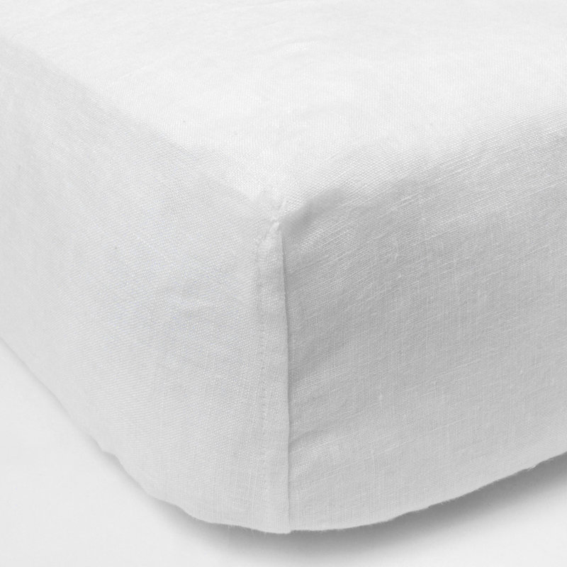Housse pour sommier tapissier en lin Wrap Around - Grand, blanc, Blanc, Grand